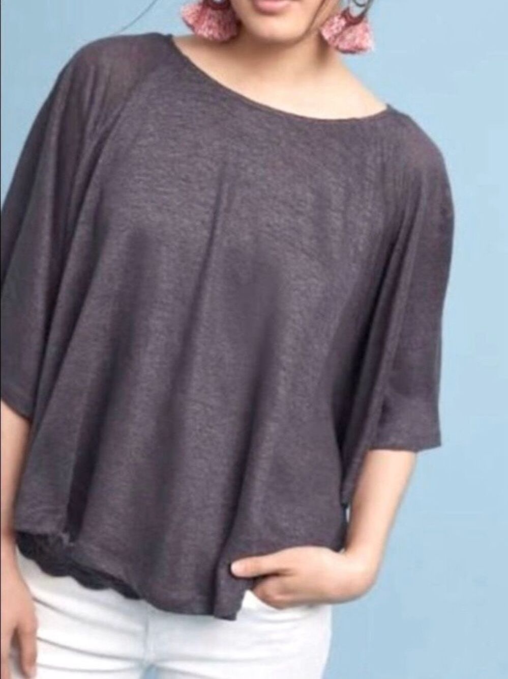 NEW Anthropologie AKEMI + KIN Knit Linen & Lace Cape Top Women’s XS